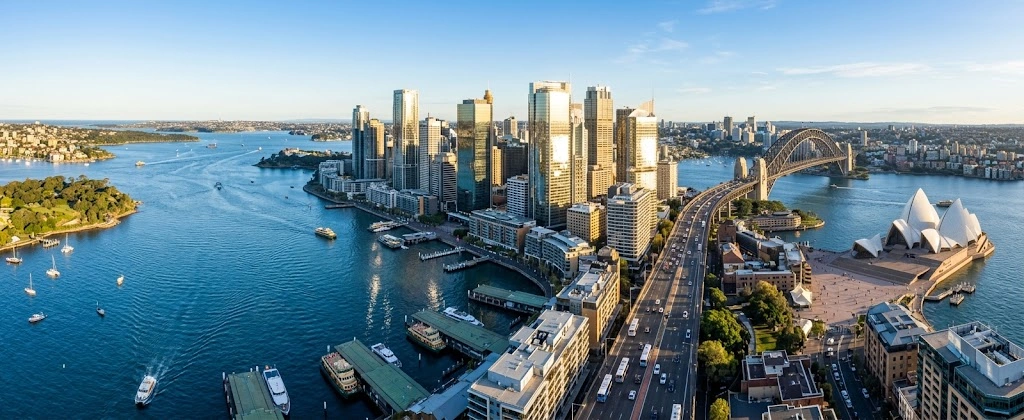 Sydney CBD skyline and harbour on a clear morning