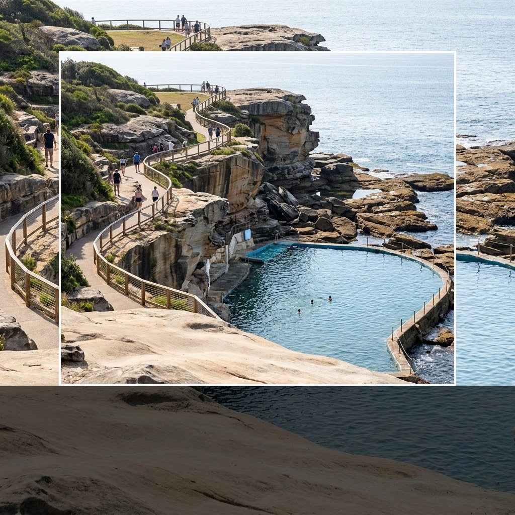 Clifftop coastal walk and ocean pool near Bondi