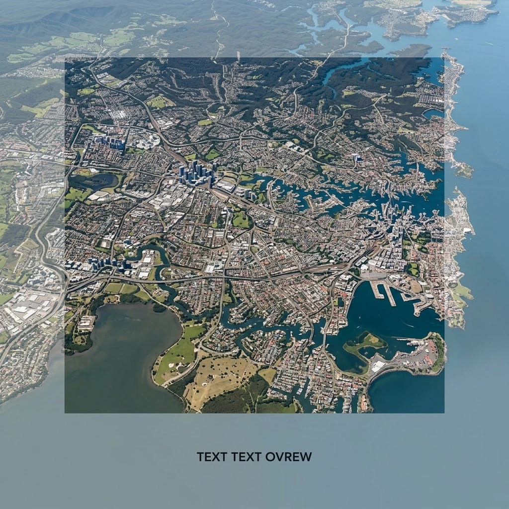Sweeping view over Greater Sydney showing multiple suburban hubs and transport lines