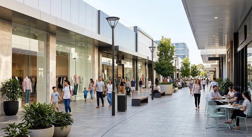 Modern retail storefronts and pedestrian zones in Liverpool