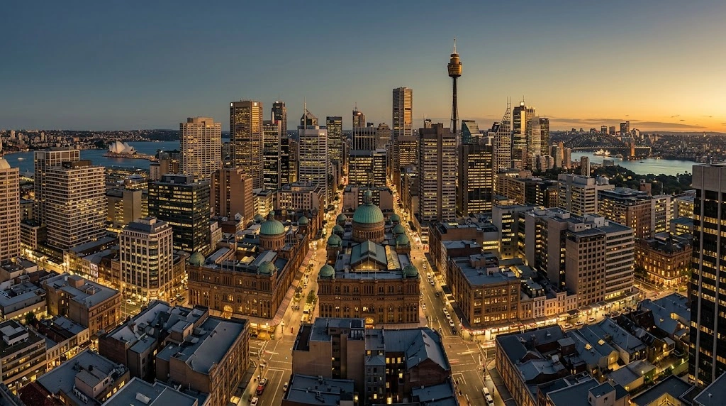 Sydney CBD and commercial districts at dusk