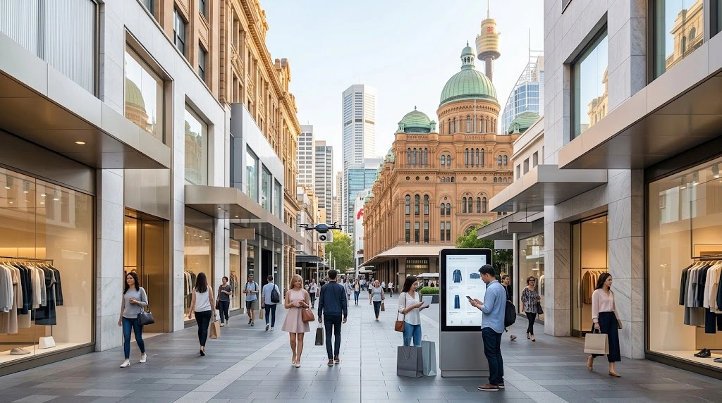 Sydney retail storefronts and online shopping environment