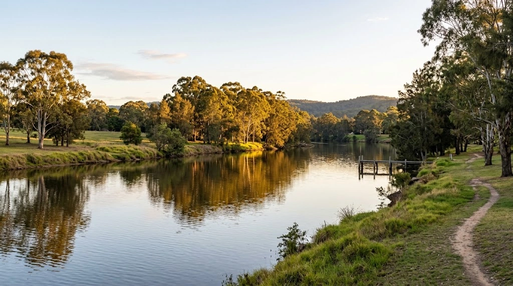 Nepean River bank in golden light