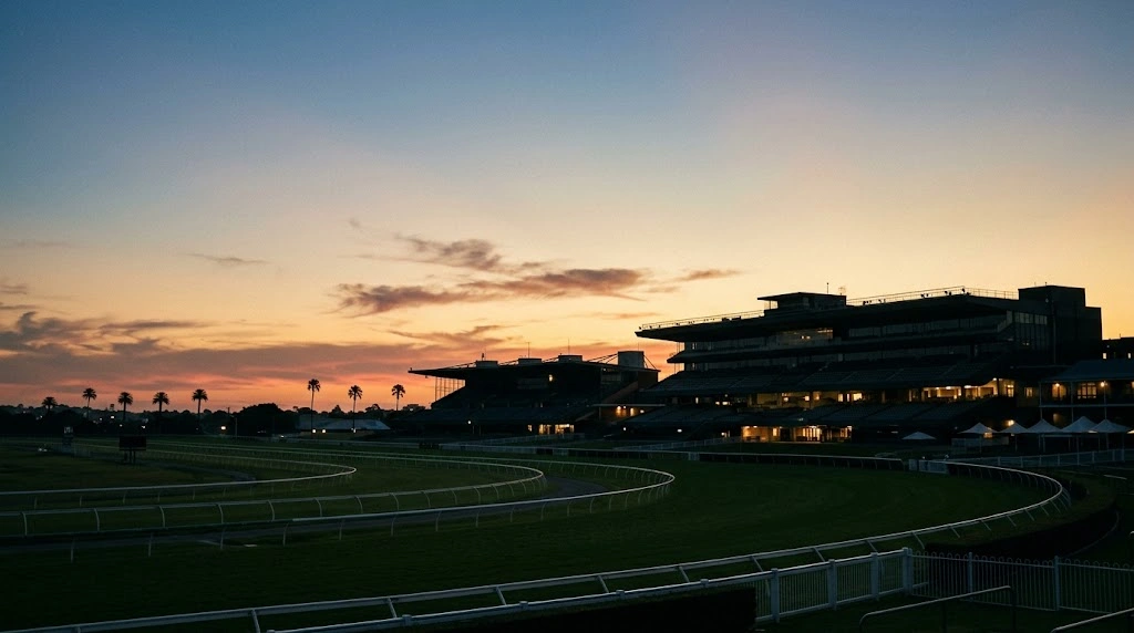 Dusk over the Randwick racecourse