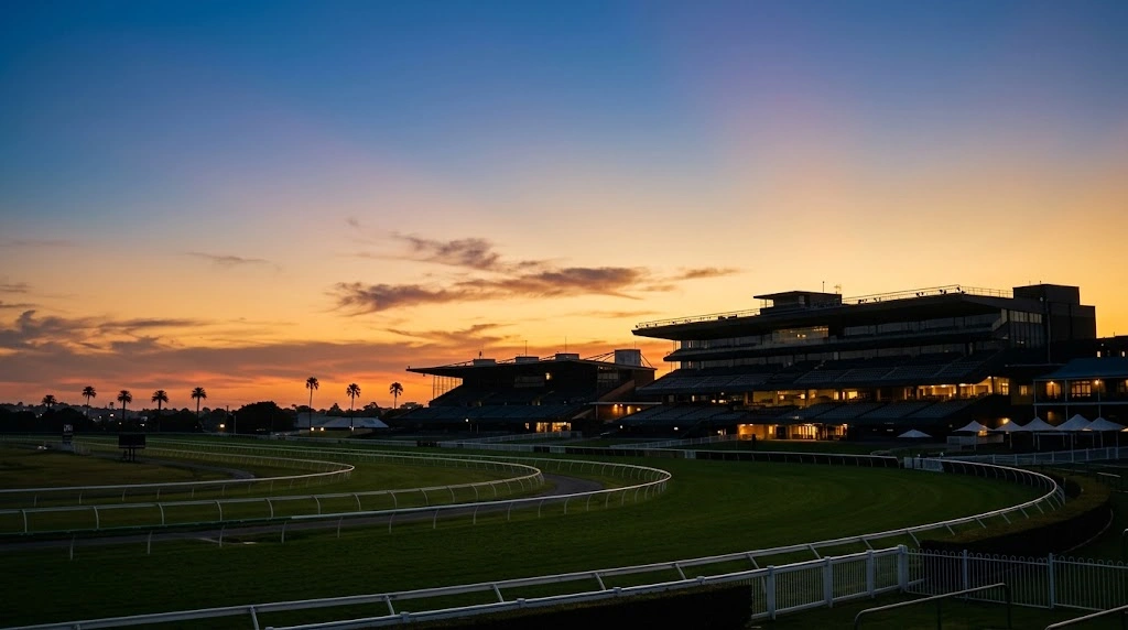 Dusk over the Randwick racecourse