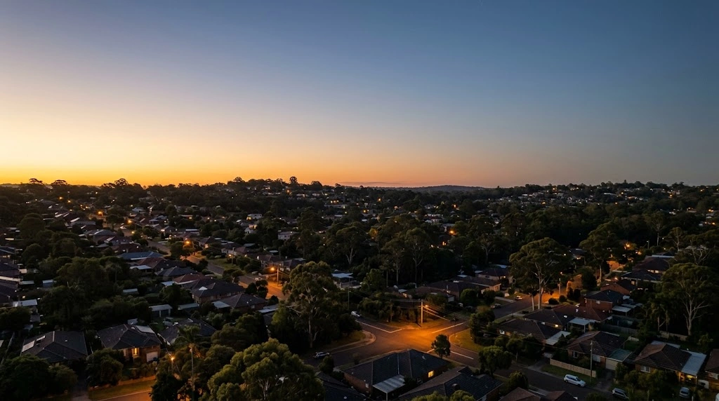 Dusk over Sutherland Shire suburbs