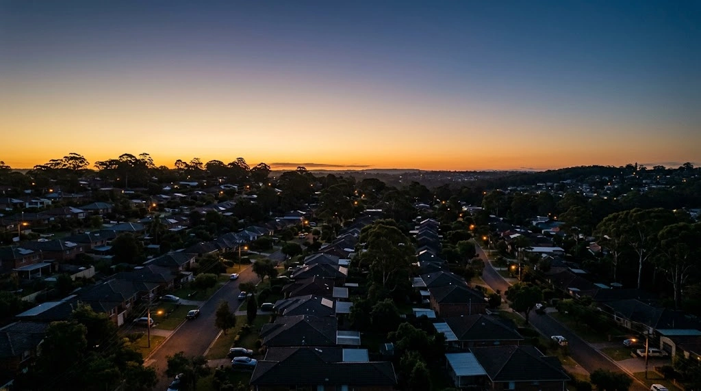 Dusk over Sutherland Shire suburbs