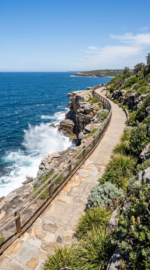 Esplanade coastal path with sea cliffs