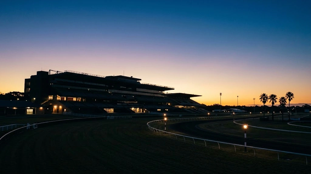 Dusk over the Randwick racecourse