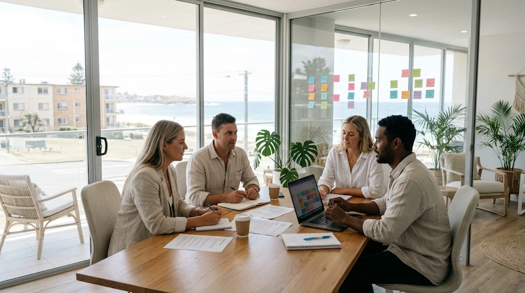 Professional content strategy session for a boutique commercial brand in Cronulla
