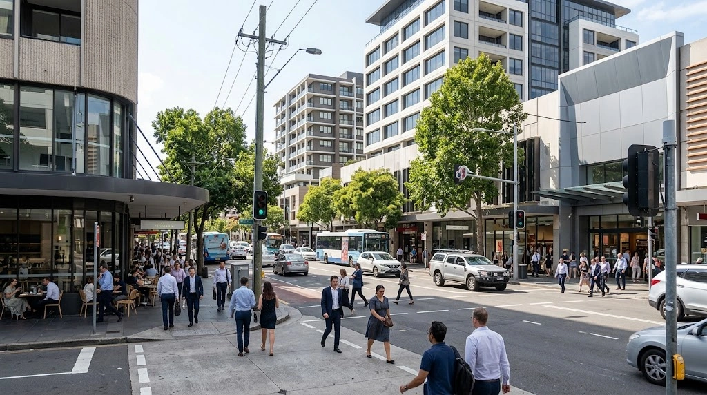 Corporate business district in Ryde demonstrating high competition